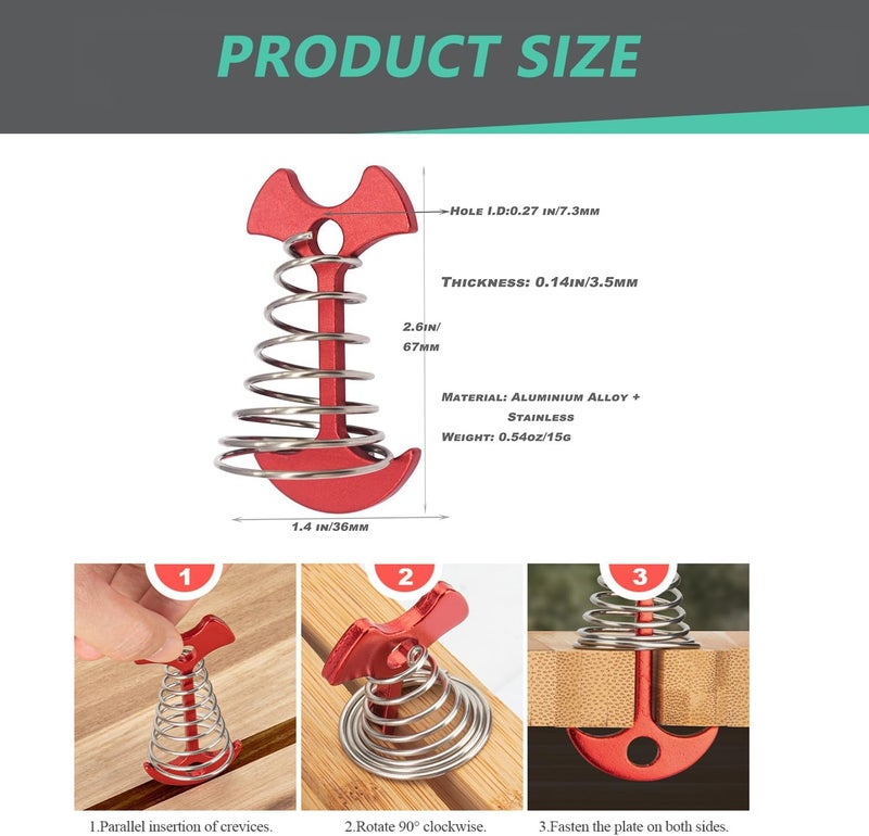 FUSAATOU Rope Tensioners Paracord Tightener Red Guy Lines 4mm Tent String Rope Cinch for Tent Tarp - Image 5